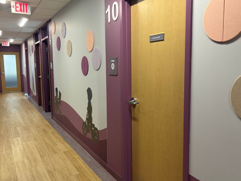 Woburn pediatric office, purple bike hall